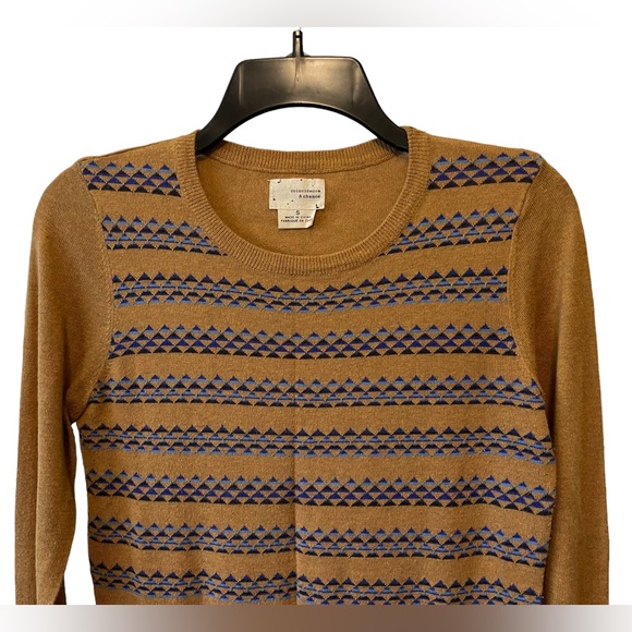 Urban Outfitters Coincidence & Chance Sweater Camel w/ Blue Tribal Design Small - Picture 7 of 12
